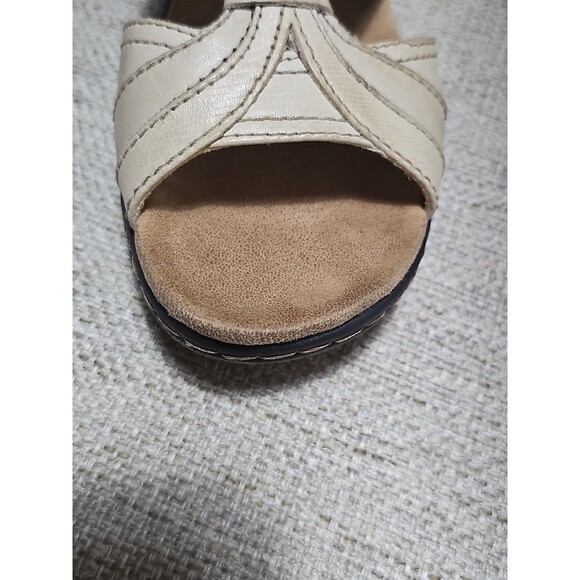 Clarks Bendables 65567 Shoes Women's Size US 7.5M Leather Slides Wedge Sandals - Picture 11 of 15